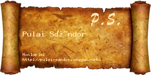 Pulai Sándor névjegykártya